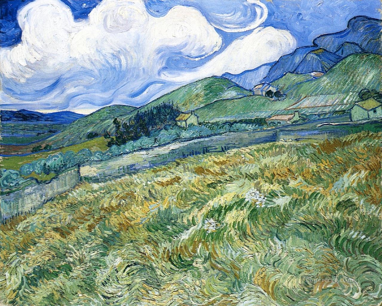 Wheatfield with Mountains in the Background Vincent van Gogh Oil Paintings